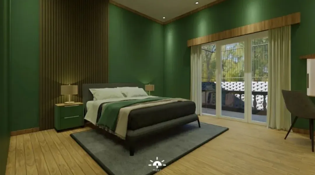 Ragam Desain Interior — Kamar dengan dinding hijau