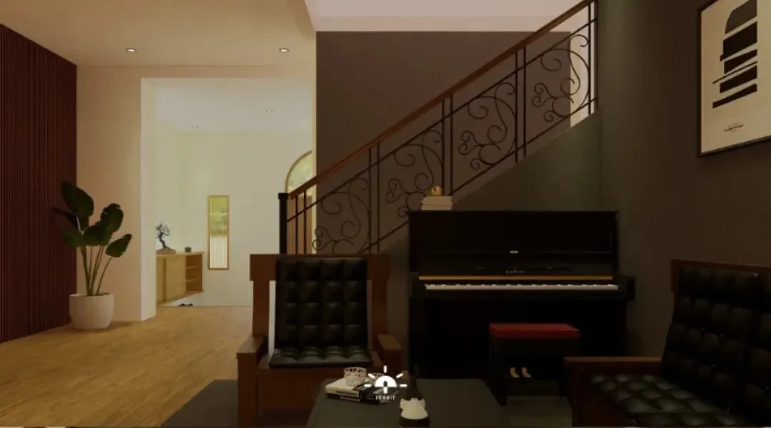 Ragam Desain Interior — Tangga dan piano