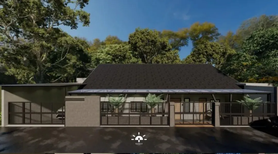 Ragam Desain Eksterior — Rumah satu lantai di tengah taman